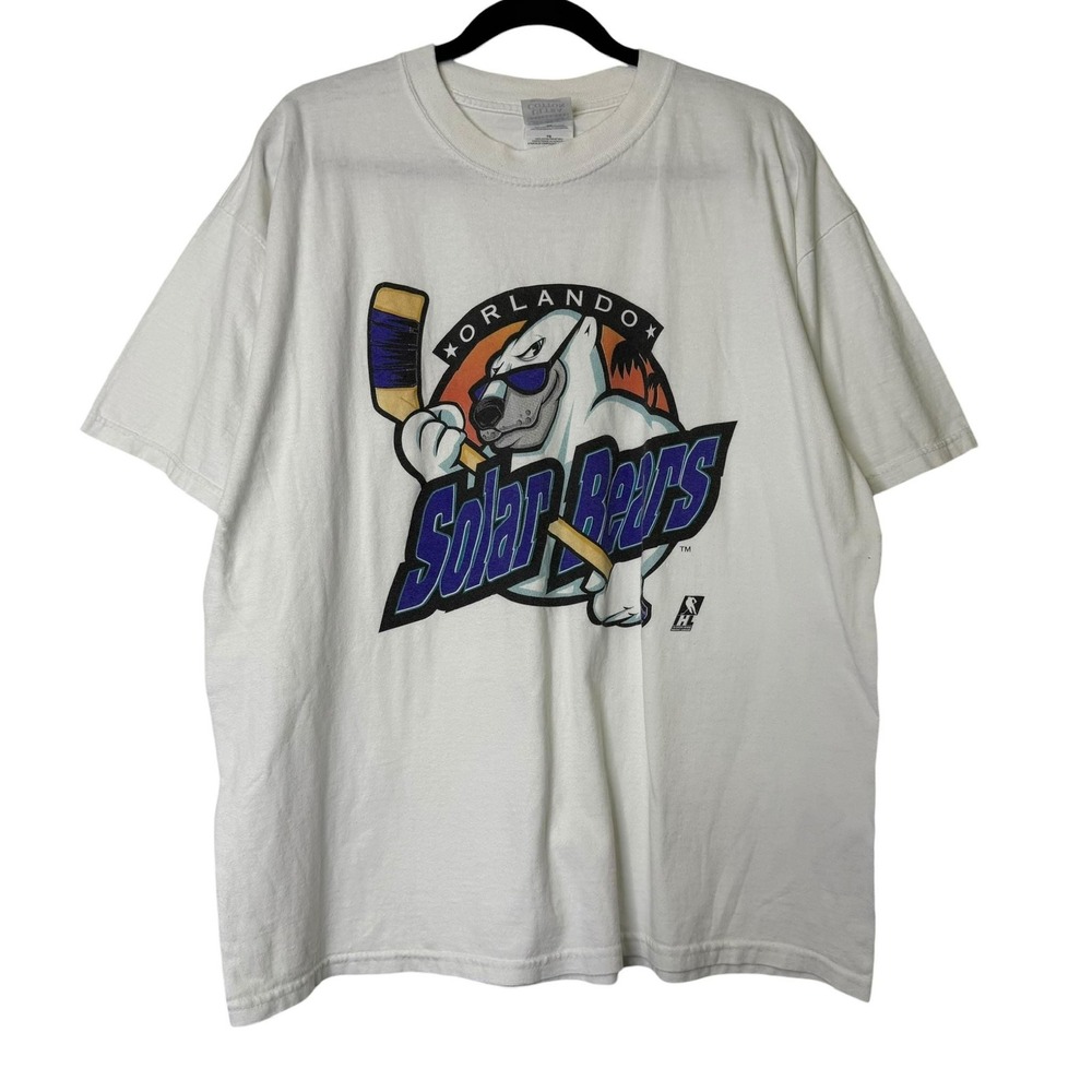 Vintage Orlando Solar Bears Tee 90s IHL Hockey T-Shirt Sz XL B1641 White